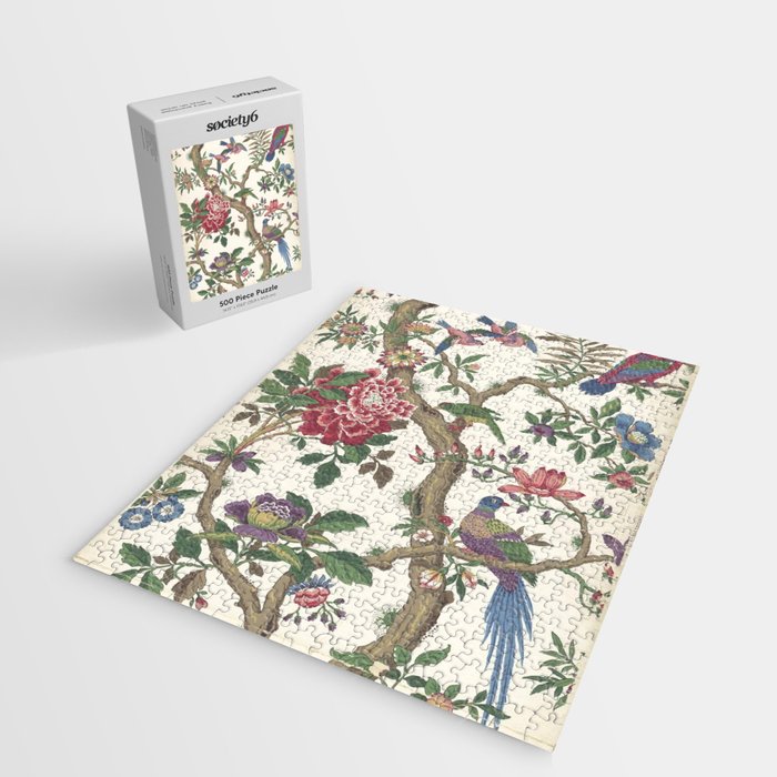 18th Century Chinoiserie Magpie Ivory Peony Garden Jigsaw Puzzle Gallery Image 2