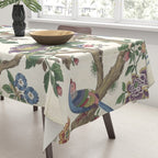 18th Century Chinoiserie Magpie Ivory Peony Garden Tablecloth Gallery Image 3