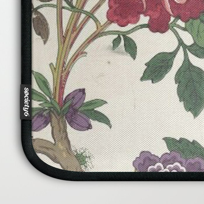 18th Century Chinoiserie Magpie Ivory Peony Garden Laptop Sleeve Gallery Image 3