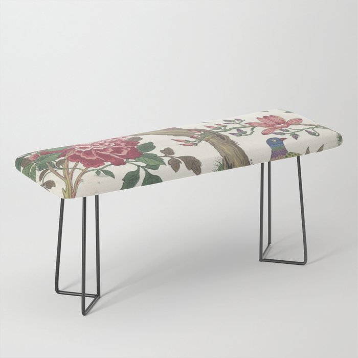 18th Century Chinoiserie Magpie Ivory Peony Garden Bench Gallery Image 1