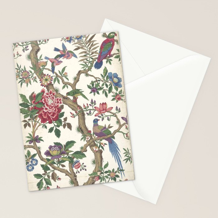 18th Century Chinoiserie Magpie Ivory Peony Garden Stationery Card Gallery Image 2