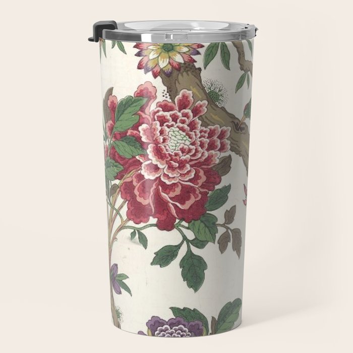 18th Century Chinoiserie Magpie Ivory Peony Garden Travel Mug Gallery Image 3