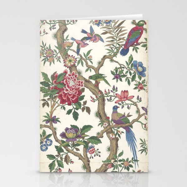 18th Century Chinoiserie Magpie Ivory Peony Garden Stationery Card Gallery Image 2