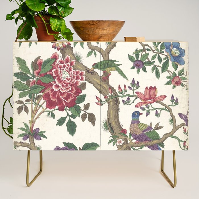 18th Century Chinoiserie Magpie Ivory Peony Garden Credenza Gallery Image 1