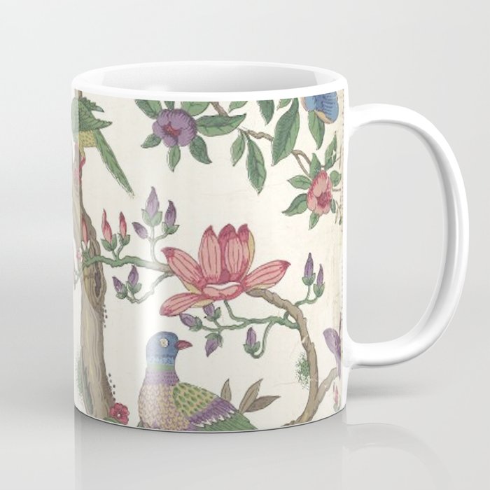 18th Century Chinoiserie Magpie Ivory Peony Garden Coffee Mug Gallery Image 1