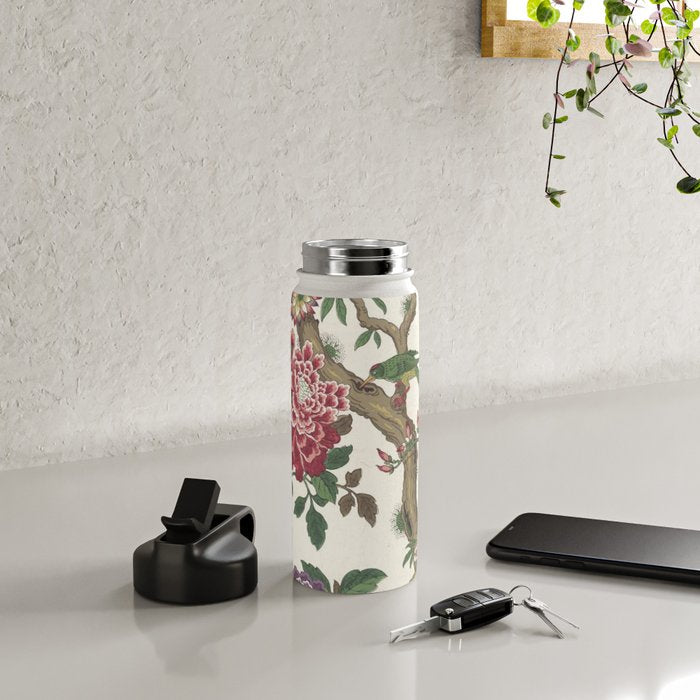 18th Century Chinoiserie Magpie Ivory Peony Garden Water Bottle Gallery Image 4