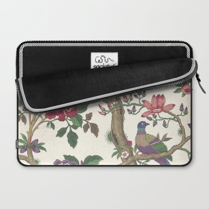 18th Century Chinoiserie Magpie Ivory Peony Garden Laptop Sleeve Gallery Image 2