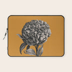 Peony Flower Vintage Modern Botanical Floral Illustration on Butterscotch  Laptop Sleeve Gallery Image 1