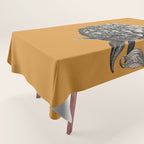 Peony Flower Vintage Modern Botanical Floral Illustration on Butterscotch  Tablecloth Gallery Image 1