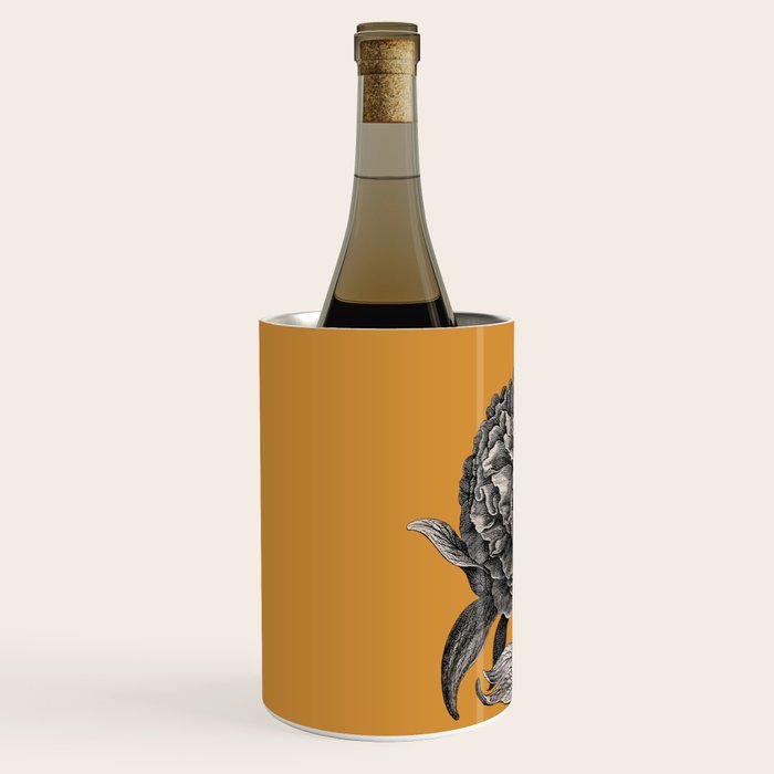 Peony Flower Vintage Modern Botanical Floral Illustration on Butterscotch  Wine Chiller Gallery Image 2