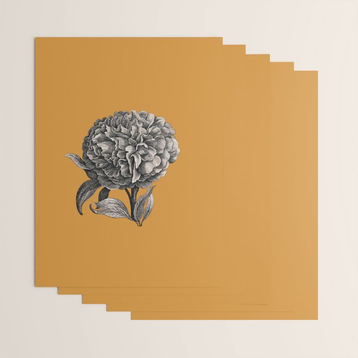 Peony Flower Vintage Modern Botanical Floral Illustration on Butterscotch  Wrapping Paper Gallery Image 3