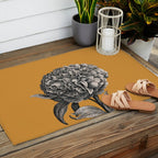 Peony Flower Vintage Modern Botanical Floral Illustration on Butterscotch  Outdoor Rug Gallery Image 2
