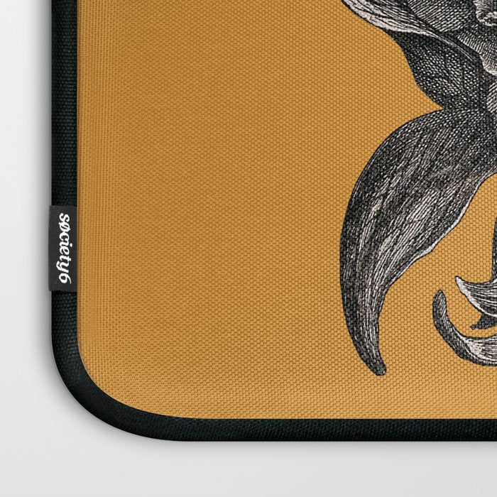 Peony Flower Vintage Modern Botanical Floral Illustration on Butterscotch  Laptop Sleeve Gallery Image 3