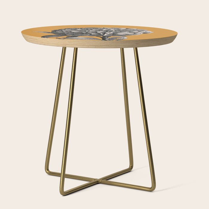 Peony Flower Vintage Modern Botanical Floral Illustration on Butterscotch  Side Table Gallery Image 1