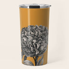 Peony Flower Vintage Modern Botanical Floral Illustration on Butterscotch  Travel Mug Gallery Image 1
