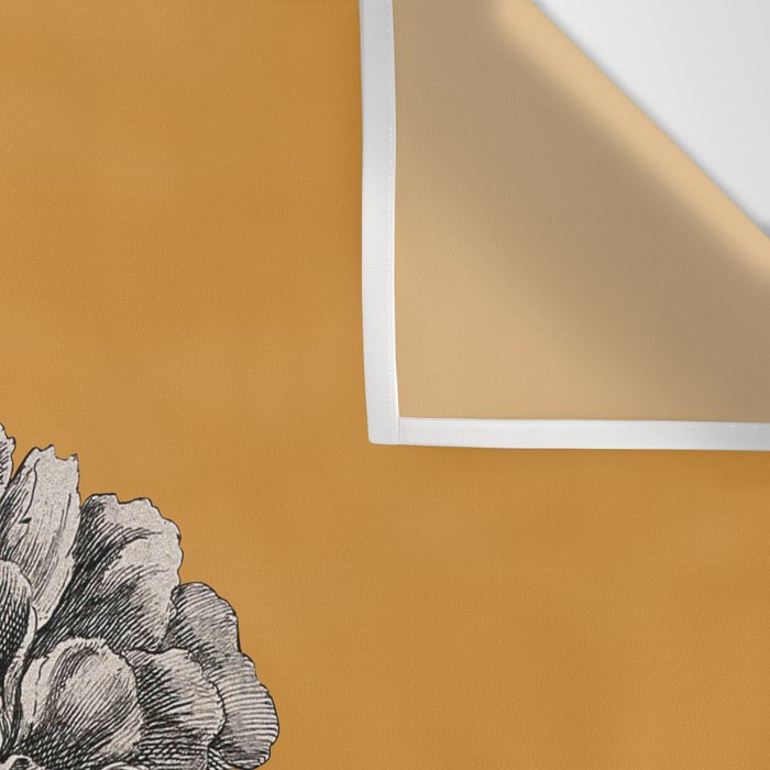 Peony Flower Vintage Modern Botanical Floral Illustration on Butterscotch  Wall Tapestry Gallery Image 3