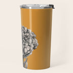 Peony Flower Vintage Modern Botanical Floral Illustration on Butterscotch  Travel Mug Gallery Image 2