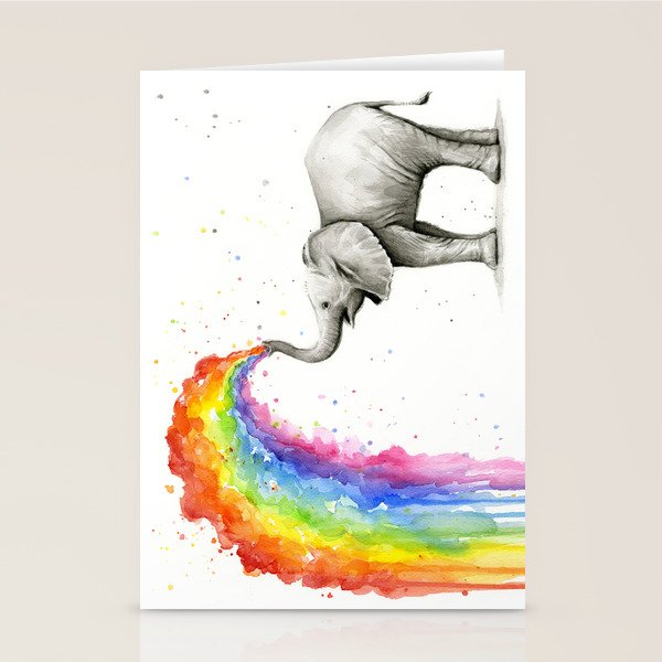 Rainbow Baby Elephant Stationery Card Gallery Image 2