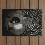 A Quiet Spooky Spot (Book Reading Monster) Outdoor Rug Gallery Image 1