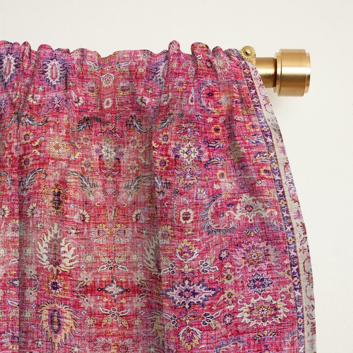 Pink Vintage Antique Oriental Traditional Moroccan Original Artwork Window Curtain Gallery Image 2