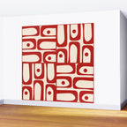 Mid Century Modern Piquet Abstract Multi Red and Cream Pattern Wall Mural Gallery Image 2