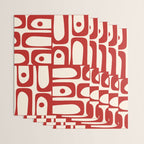 Mid Century Modern Piquet Abstract Multi Red and Cream Pattern Wrapping Paper Gallery Image 3
