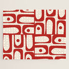 Mid Century Modern Piquet Abstract Multi Red and Cream Pattern Jigsaw Puzzle Gallery Image 1