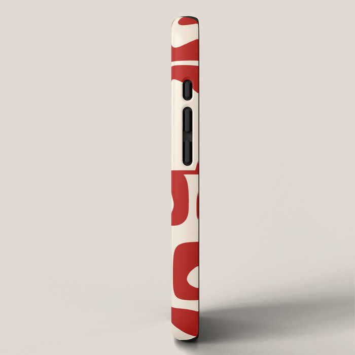 Mid Century Modern Piquet Abstract Multi Red and Cream Pattern iPhone Case Gallery Image 2