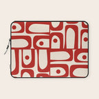 Mid Century Modern Piquet Abstract Multi Red and Cream Pattern Laptop Sleeve Gallery Image 1