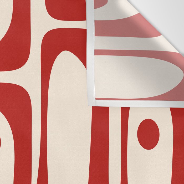 Mid Century Modern Piquet Abstract Multi Red and Cream Pattern Wall Tapestry Gallery Image 3