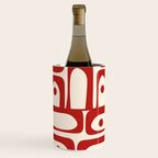 Mid Century Modern Piquet Abstract Multi Red and Cream Pattern Wine Chiller Gallery Image 3