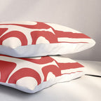 Mid Century Modern Piquet Abstract Multi Red and Cream Pattern Pillow Sham Gallery Image 3