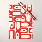 Mid Century Modern Piquet Abstract Multi Red and Cream Pattern Wrapping Paper Gallery Image 1