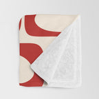 Mid Century Modern Piquet Abstract Multi Red and Cream Pattern Throw Blanket Gallery Image 3