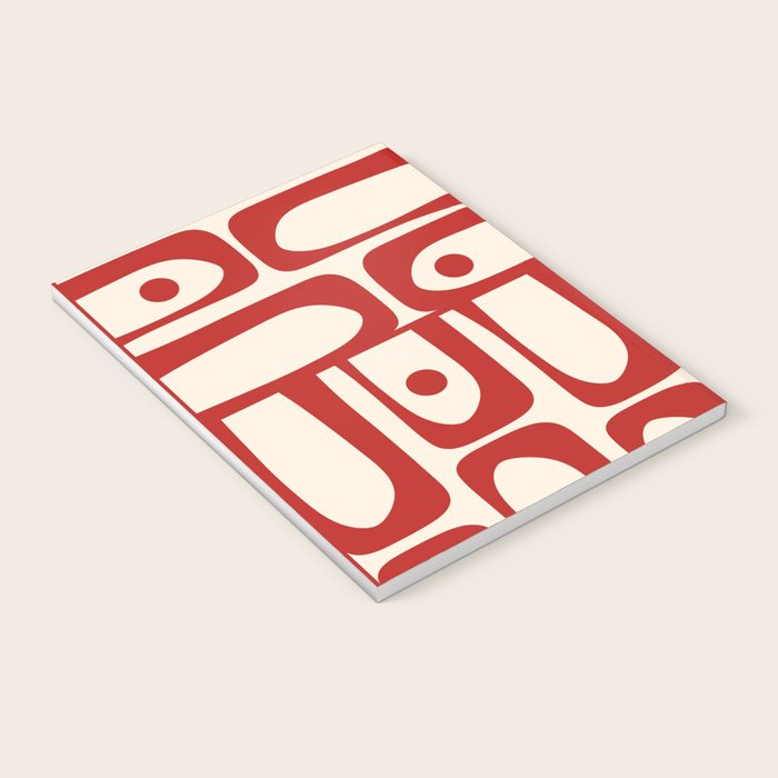 Mid Century Modern Piquet Abstract Multi Red and Cream Pattern Notebook Gallery Image 3