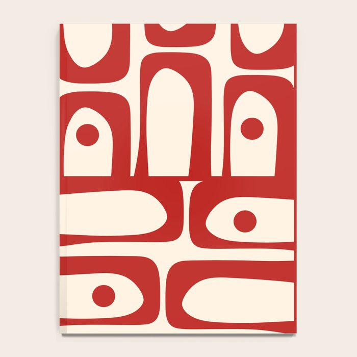 Mid Century Modern Piquet Abstract Multi Red and Cream Pattern Notebook Gallery Image 4