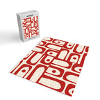 Mid Century Modern Piquet Abstract Multi Red and Cream Pattern Jigsaw Puzzle Gallery Image 2