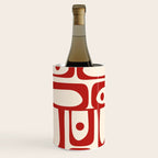 Mid Century Modern Piquet Abstract Multi Red and Cream Pattern Wine Chiller Gallery Image 2