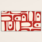 Mid Century Modern Piquet Abstract Multi Red and Cream Pattern Desk Mat Gallery Image 3