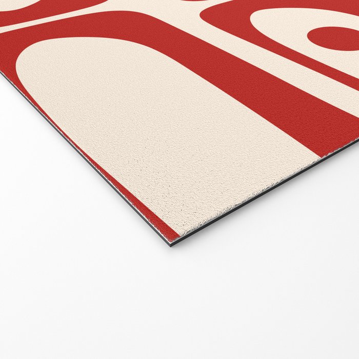 Mid Century Modern Piquet Abstract Multi Red and Cream Pattern Welcome Mat Gallery Image 2