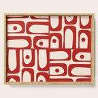 Mid Century Modern Piquet Abstract Multi Red and Cream Pattern Serving Tray Gallery Image 1