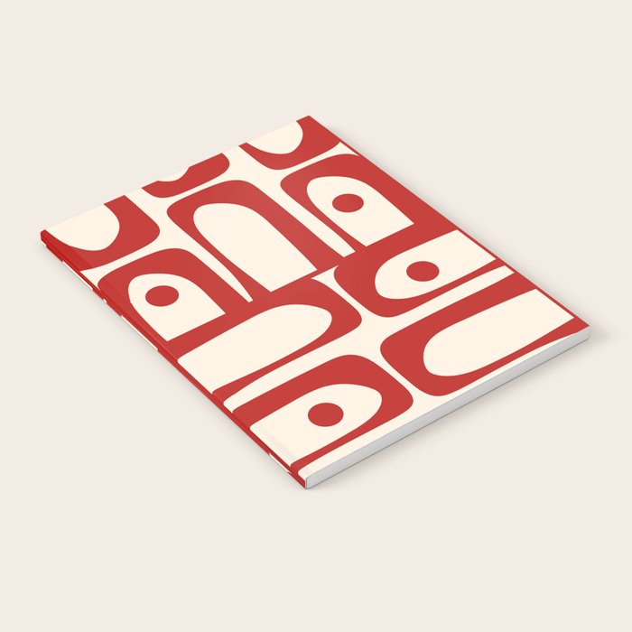 Mid Century Modern Piquet Abstract Multi Red and Cream Pattern Notebook Gallery Image 2