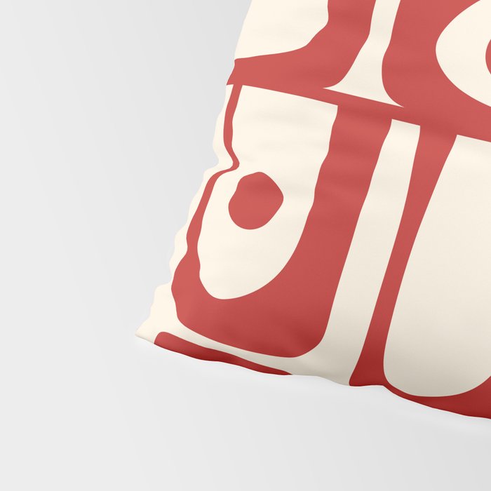 Mid Century Modern Piquet Abstract Multi Red and Cream Pattern Pillow Sham Gallery Image 4