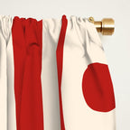 Mid Century Modern Piquet Abstract Multi Red and Cream Pattern Window Curtain Gallery Image 2