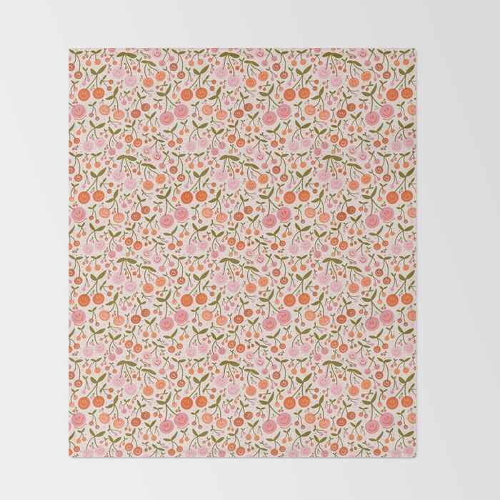 Happy Cherry Print Throw Blanket Gallery Image 2