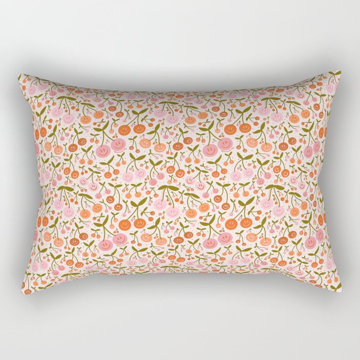 Happy Cherry Print Rectangular Pillow Gallery Image 2
