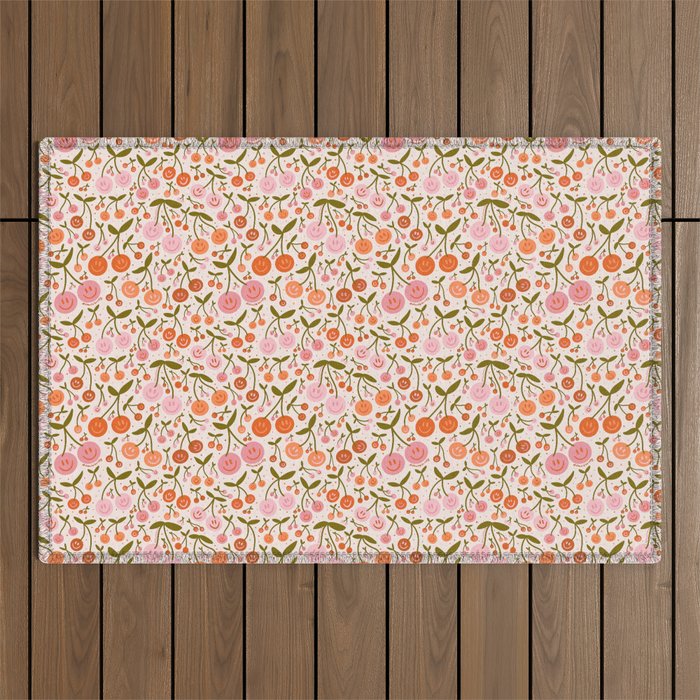 Happy Cherry Print Outdoor Rug Gallery Image 1
