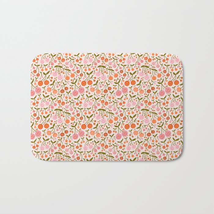 Happy Cherry Print Bath Mat Gallery Image 1