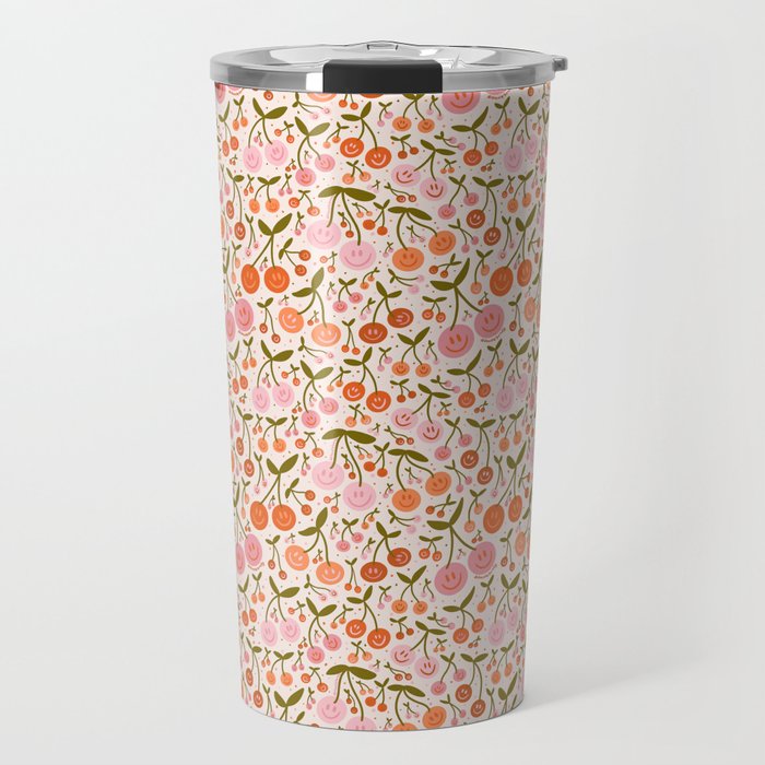 Happy Cherry Print Travel Mug Gallery Image 1