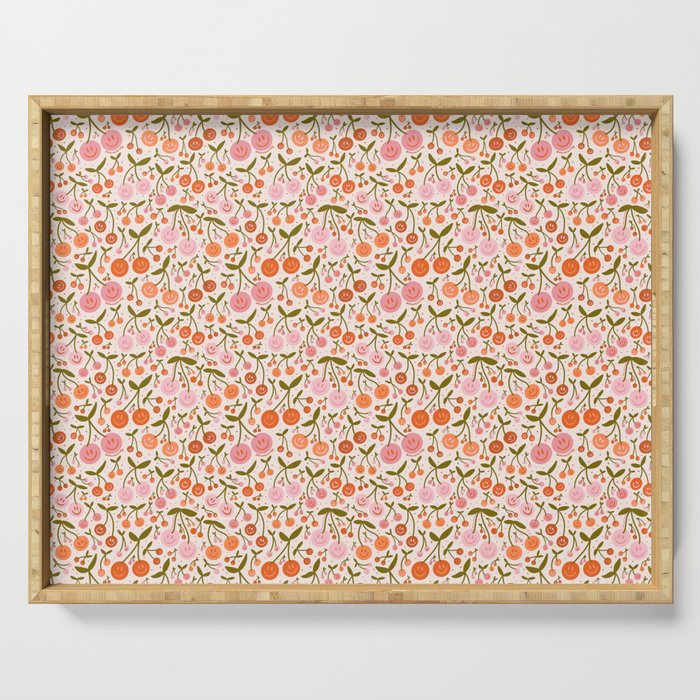 Happy Cherry Print Serving Tray Gallery Image 1